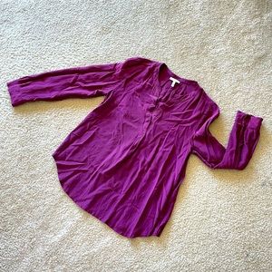 Joie 100% Silk Plum V-Neck Blouse with Long Sleeve